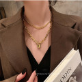 Personalized wild thick chain lock head item for women simple multi-layer retro necklace sweater chain
